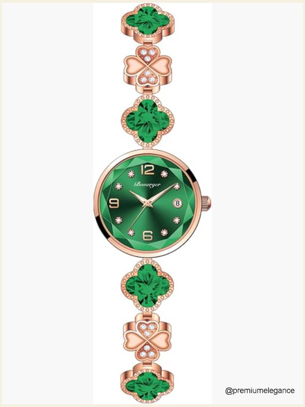 Women's Bracelet Quartz Watch Four-Leaf Clover Diamond Date